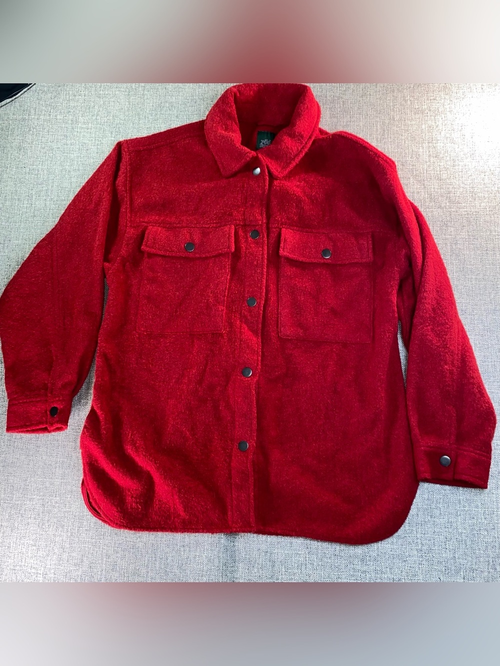 Wild Fable Women's Red Winter Shirt-Coat Size Large Pockets Snaps Warm Cozy